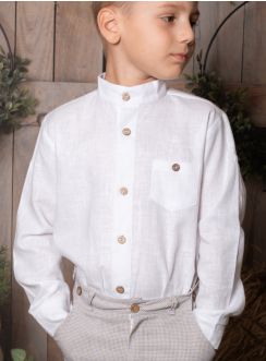 Chemise en lin blanche col mao