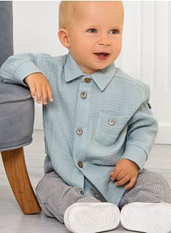 chemise gaze de coton vert sauge pour enfant