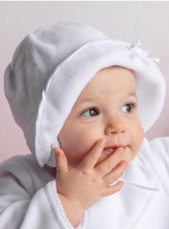 Bonnet baptême blanc pour bébé fille
