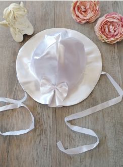 Chapeau bébé fille satin blanc