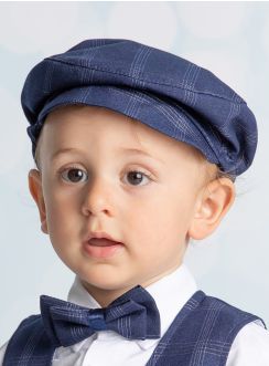 Casquette petit garçon bleu marine écossais