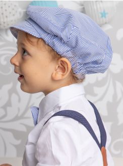 Casquette pour petit garçon blanc bleu rayé