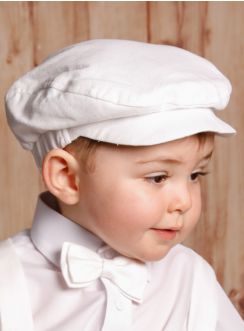 Casquette pour bébé ou petit garçon lin blanc