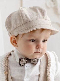casquette gavroche beige coton lin bébé petit garçon coton lin