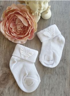 chaussettes blanches bébé papillon