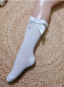 Chaussettes cérémonie  hautes nœud Fille