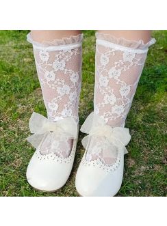 Chaussettes hautes dentelle fille