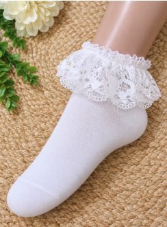 Chaussettes cérémonie fille blanches avec dentelle