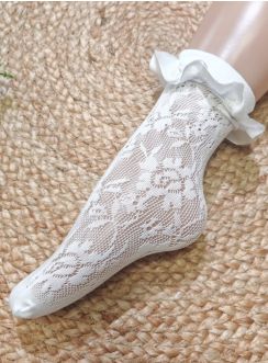 chaussettes dentelles et ruban blanches cérémonie mariage