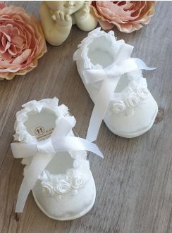Chaussons baptême fille ballerine.