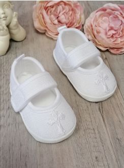 Chaussons baptême fille avec Croix
