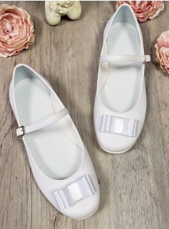 Ballerine bride fille cérémonie blanche noeud satin
