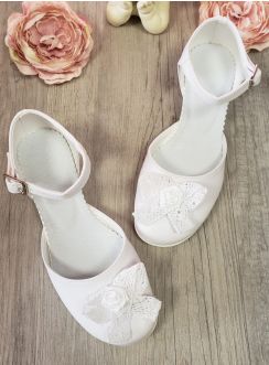 Chaussures cérémonie fille petits talons avec noeud vintage