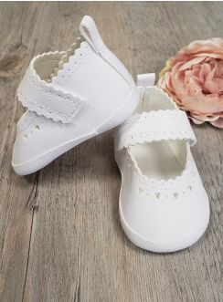 Chaussons ballerine bébé fille blanc coeur