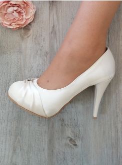 Escarpin ivoire mariage femme satin et strass