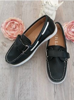 Chaussures bateau noir enfant scratch