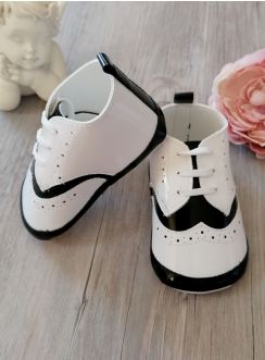 chaussons bébé mariage cérémonie blanc et noir