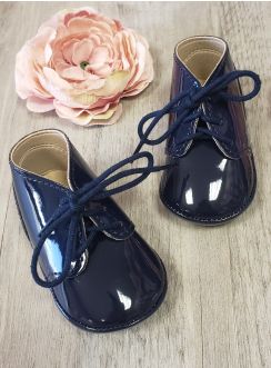 Chaussons vernis bébé garçon cérémonie bleu marine