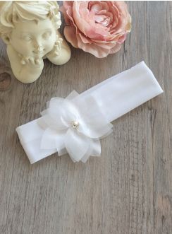bandeau bébé blanc baptême strass