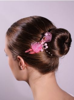 Fourche cheveux nœud strass et plume