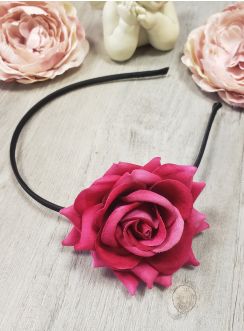 Serre tête cérémonie mariage rose fushia effet naturel