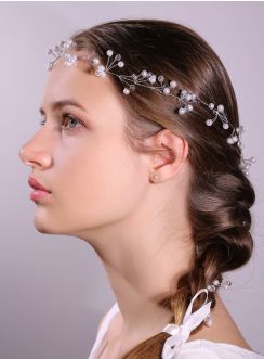guirlande cheveux perles tresse mariage bohème
