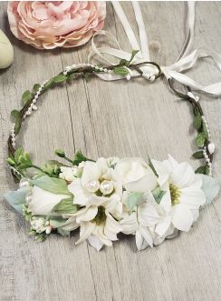couronne de fleur coiffure cérémonie mariage femme ou enfant ivoire