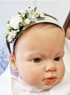 bandeau bébé pour baptême avec fleurs