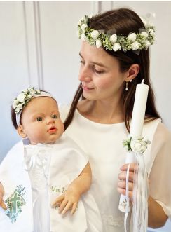 Set de Baptême Assorti – Couronne, Bandeau et Cierge Personnalisé