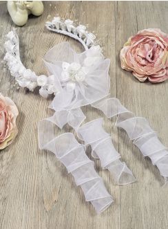 couronne de communion ouverte avec fleurs