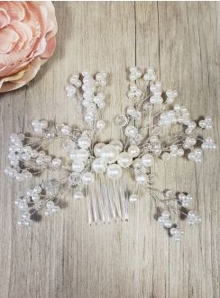 Peigne chignon mariage perles blanches