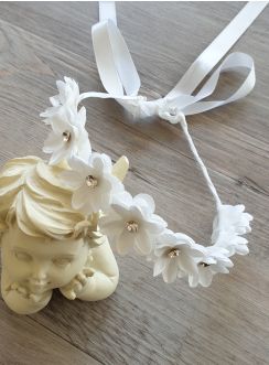serre tête bandeau fleur blanches et strass