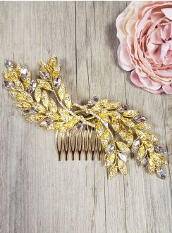 Peigne cheveux mariage avec strass doré
