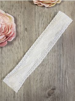 bandeau de baptême blanc avec broderie anglaise