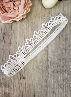 Bandeau coiffure bébé pour baptême ou mariage dentelle perle et strass