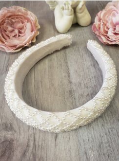 Serre tête perles nacrées coiffure mariage ou communion