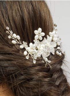 Peigne cheveux fleurs et perles