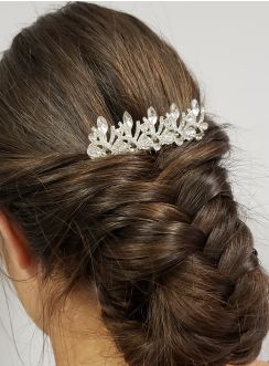 Peigne strass pour ornement chignon mariage argent