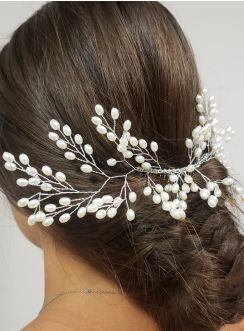 Peigne de perles pour coiffure mariée argent