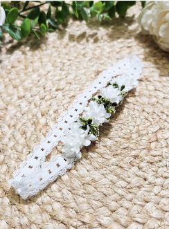 Bandeau bébé fille fleurs blanches | Accessoire cérémonie