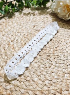 Bandeau bébé dentelle – Fleurs et strass, élégant et raffiné