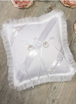 Porte alliances blanc ruban et perles