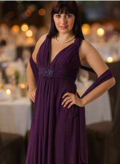 Robe de soirée grande taille longue Flavie + étole