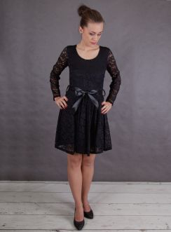 Robe de soirée courte Morrigane dentelle et ruban