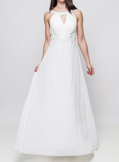 Robe de cocktail femme pas cher - robe de soirée longue cérémonie mariage Hilarion ivoire - ecru