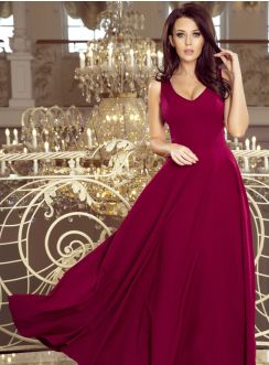 Robe soirée bordeaux longue pour femme.