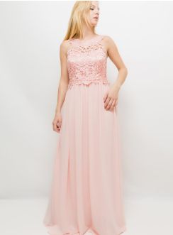Robe mariage femme longue mousseline et dentelle