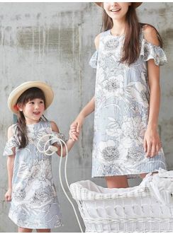 Robe mère et fille en coton imprimé noir