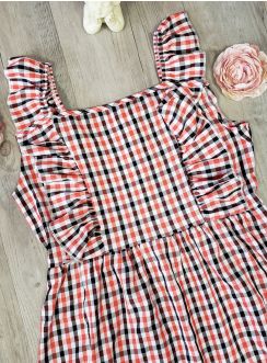 Robe femme tissu écossais rouge