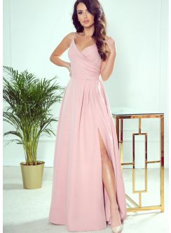Robe de cocktail longue femme rose